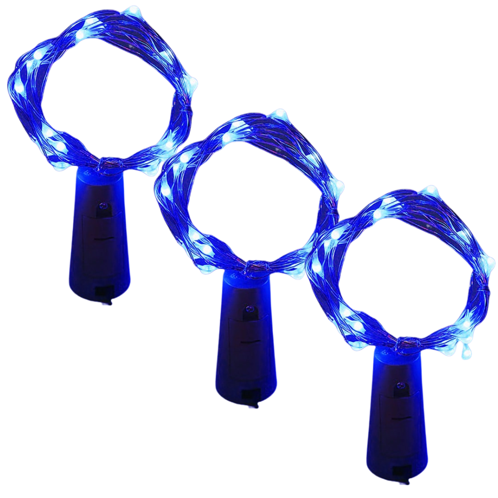 Bottle string LED light with cork (pack of 3) -Blue - Ozerty