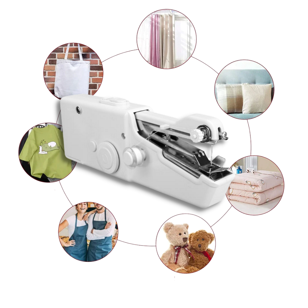 Handheld sewing machine and sewing kit