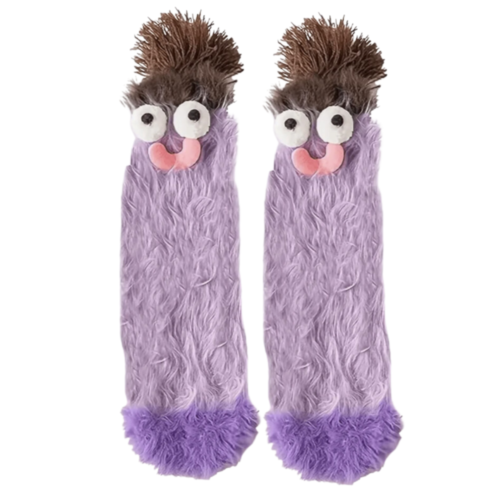 Coral Velvet Funky Socks  -Purple - Ozerty