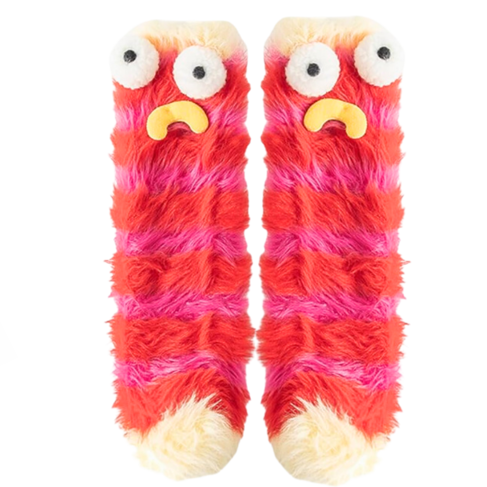 Coral Velvet Funky Socks  -Red - Ozerty