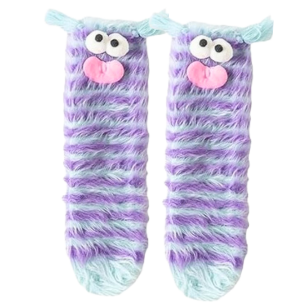 Coral Velvet Funky Socks  -Blue Stripes - Ozerty